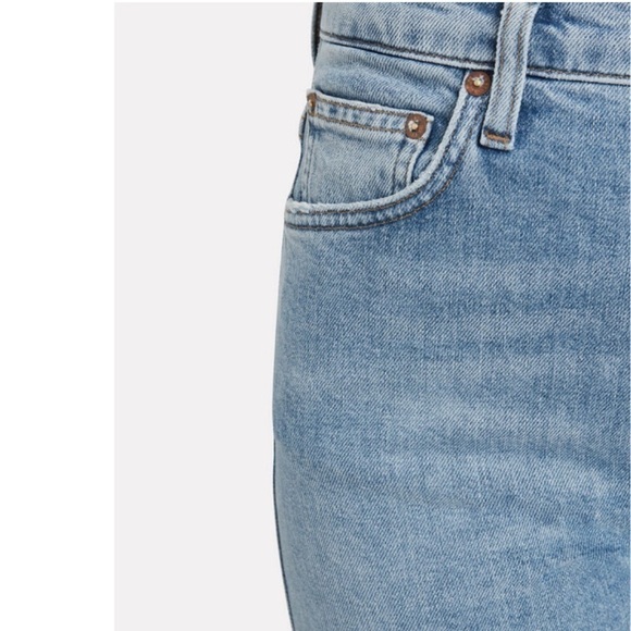 AGOLDE Pinch Waist Straight Jeans High Rise Cut Off Raw Hem Light Divide Wash 24 - Picture 16 of 16